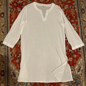 Eileen Fisher Breezy White Window-Pane-Pattern Tunic  XS